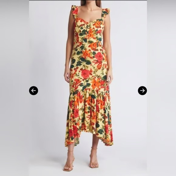 NWT CHELSEA28 Ruffle Midi Dress Layered Floral Ankle Length Boho Cottagecore L - Picture 12 of 15